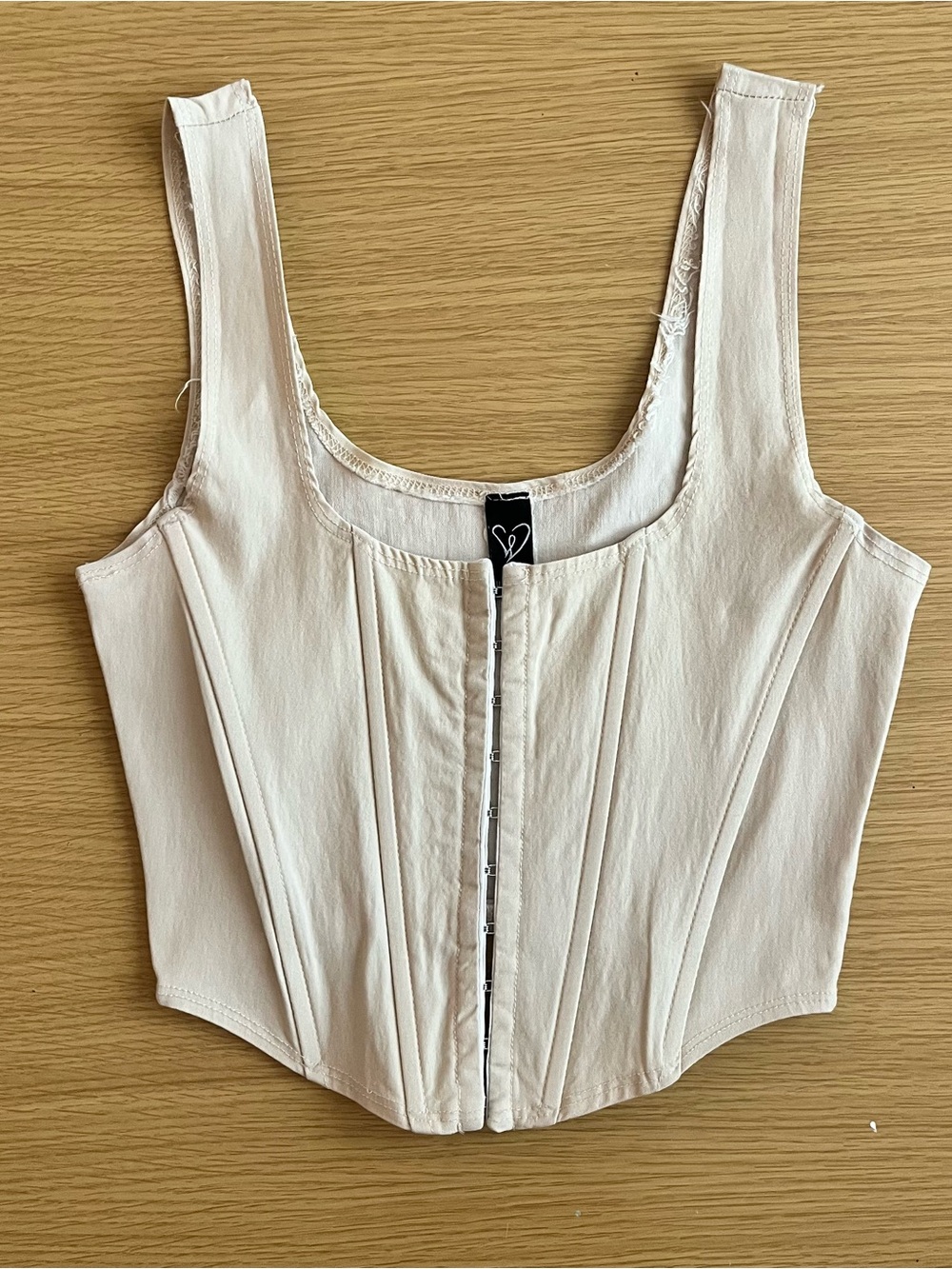 Windsor Cream Hook-Front Corset Camisole Bustier Basic Layering Top Sz M